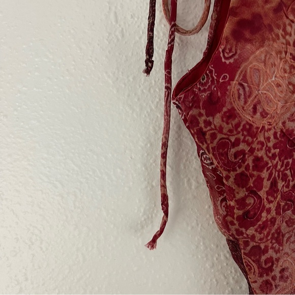 !SOLD! BREAKIN LOOSE Vintage Y2K 90s Red Paisley Floral V Neck Flowy Midi Dress - Picture 10 of 10